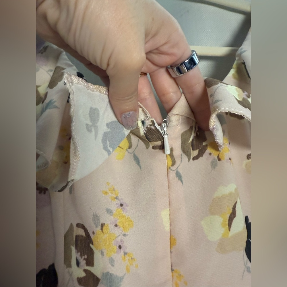 ASOS Light Pink and Yellow Floral Sleeveless Ruffle Mini Dress Size 6 - Picture 5 of 8